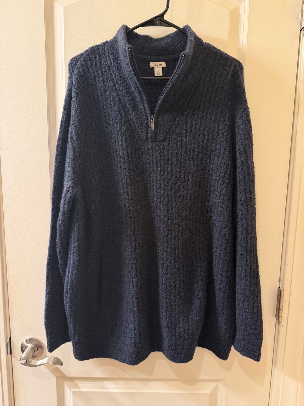 L.L.Bean Women’s 2X Plus Navy Blue Wool Blend Half-Zip Sweater